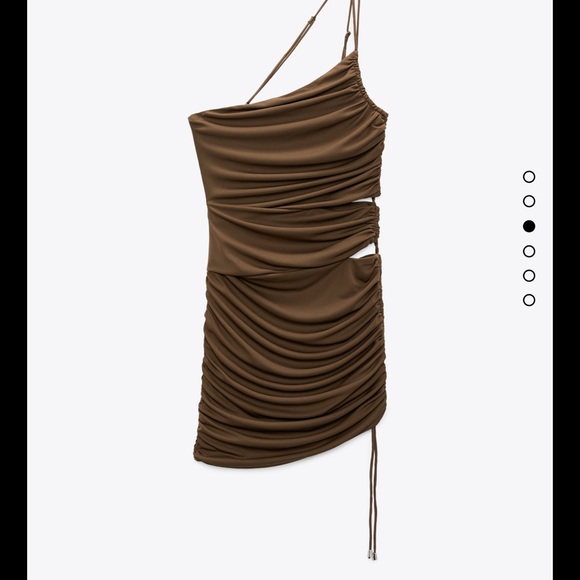 Draped asymmetrical brown dress - Picture 2 of 4